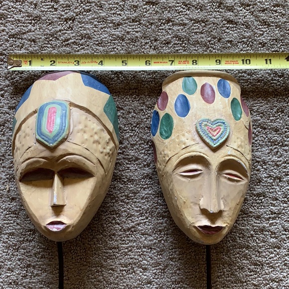 Standing Face sculptures 13” H x 5” W, set of two - Picture 2 of 4